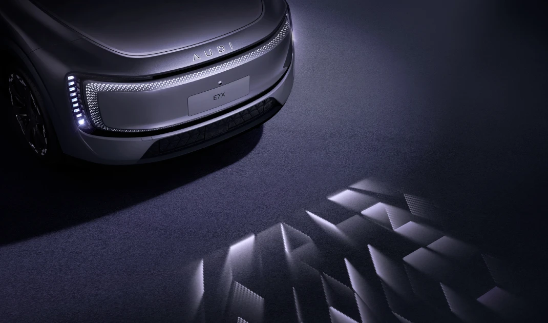 Audi e7x Pioneer Long-Range headlights view