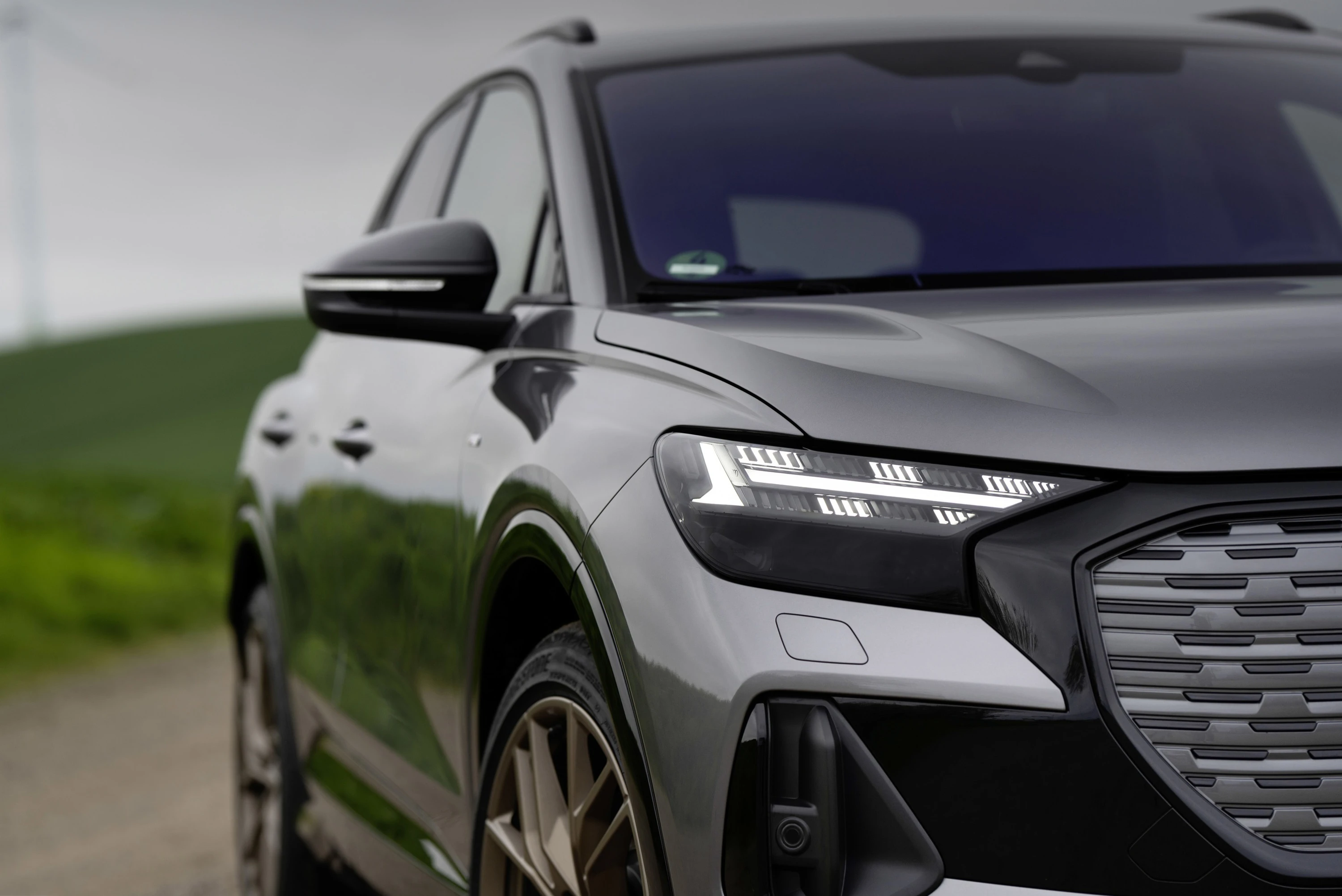 Audi Q4 45 e-tron quattro headlights view