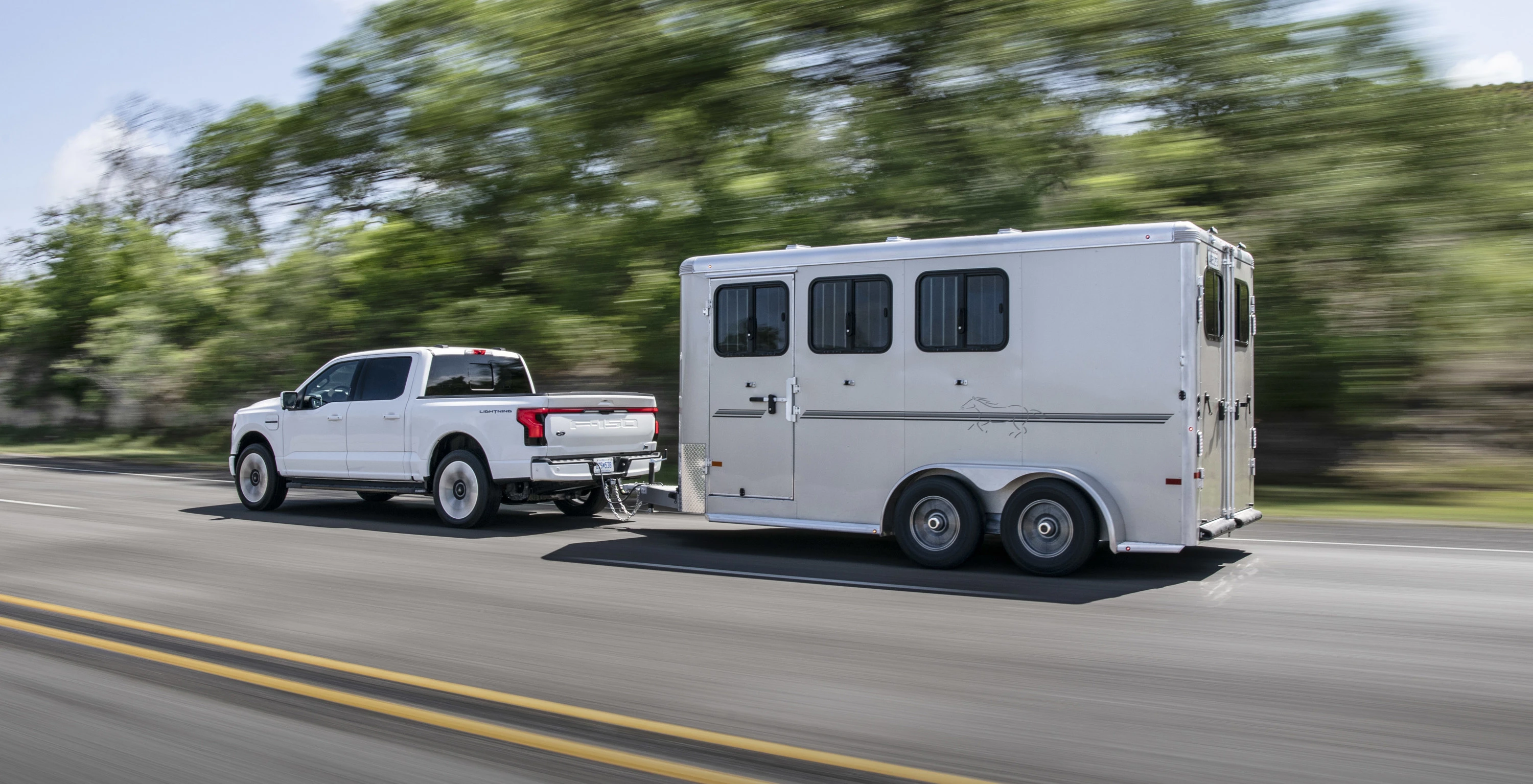 Ford F150 Lightning Extended Range trailer view