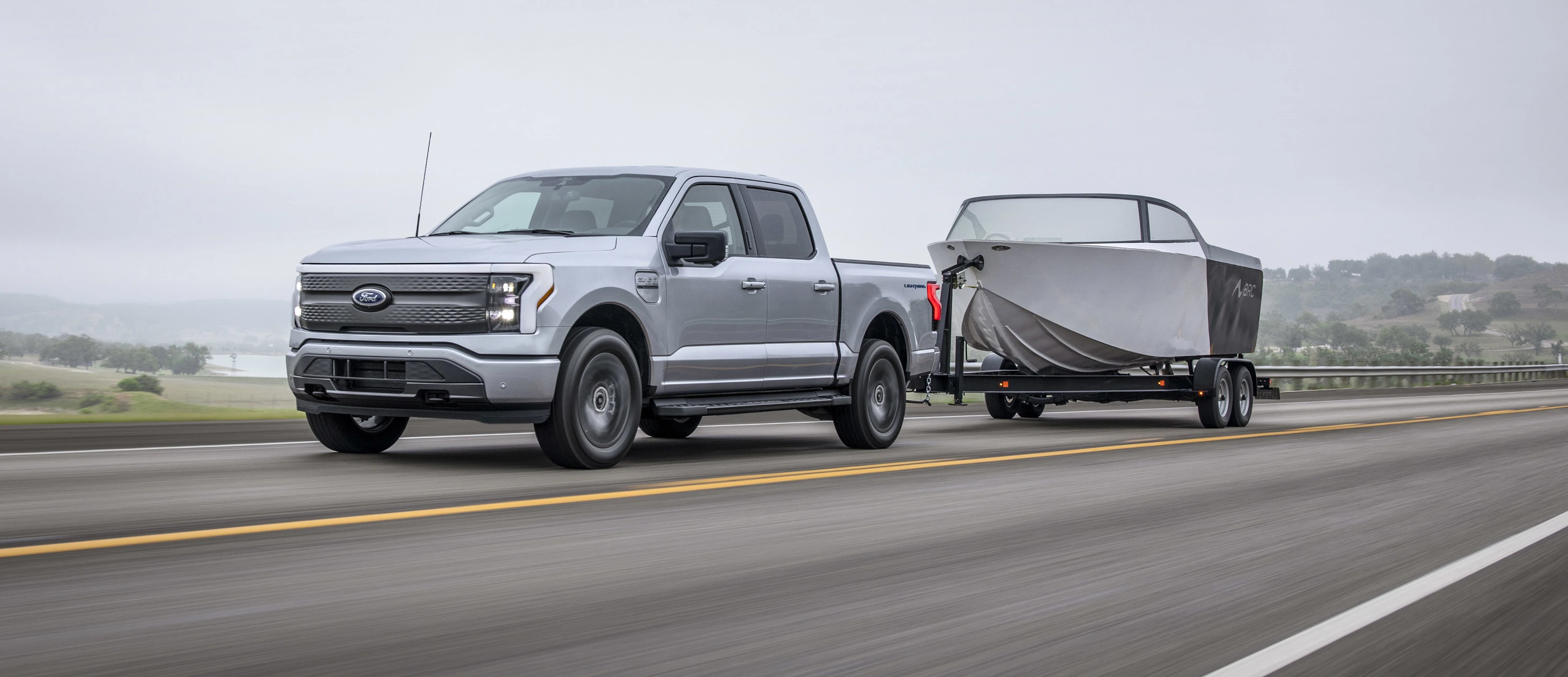Ford F150 Lightning Extended Range trailer view