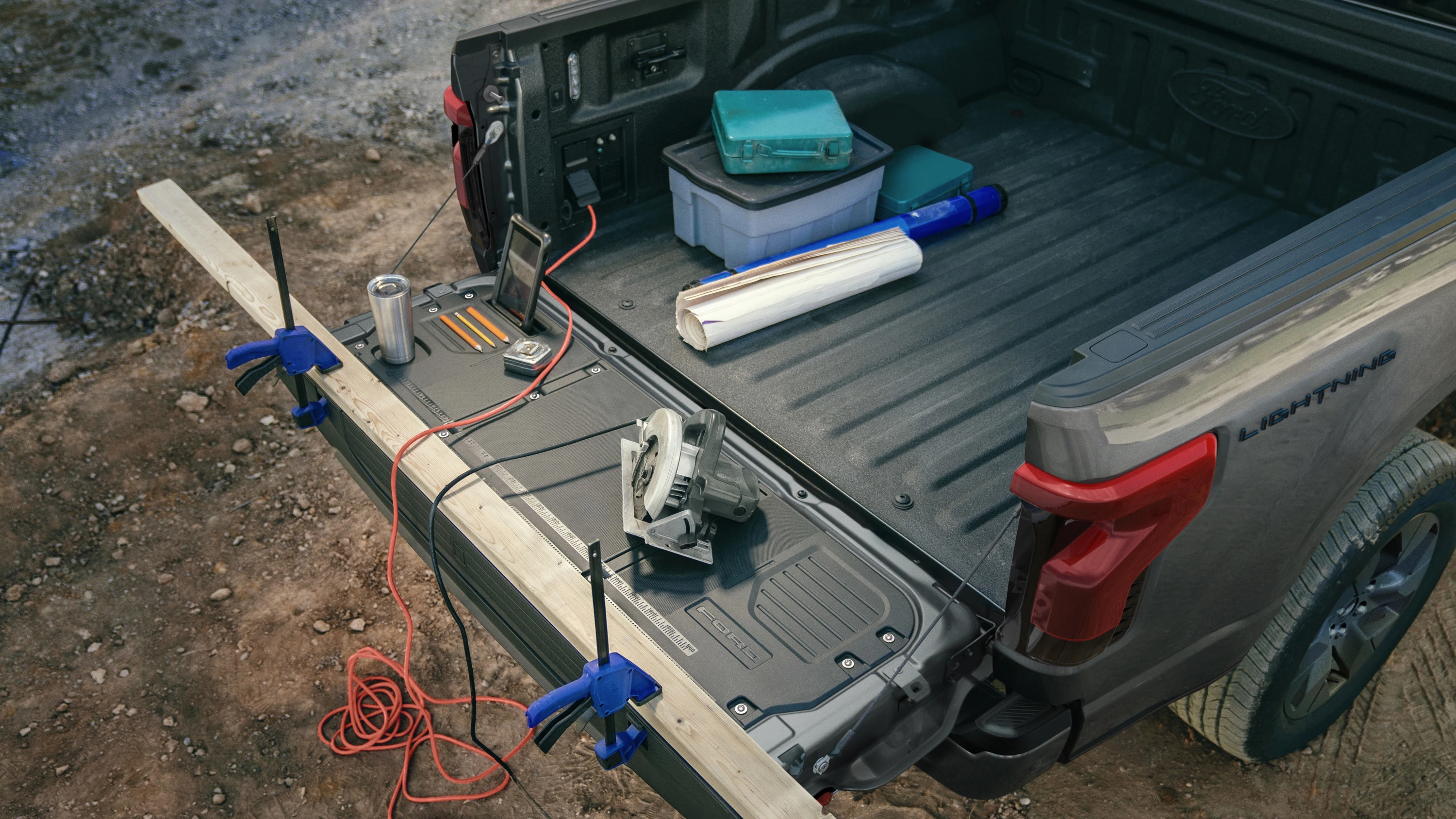 Ford F150 Lightning Extended Range trunk view