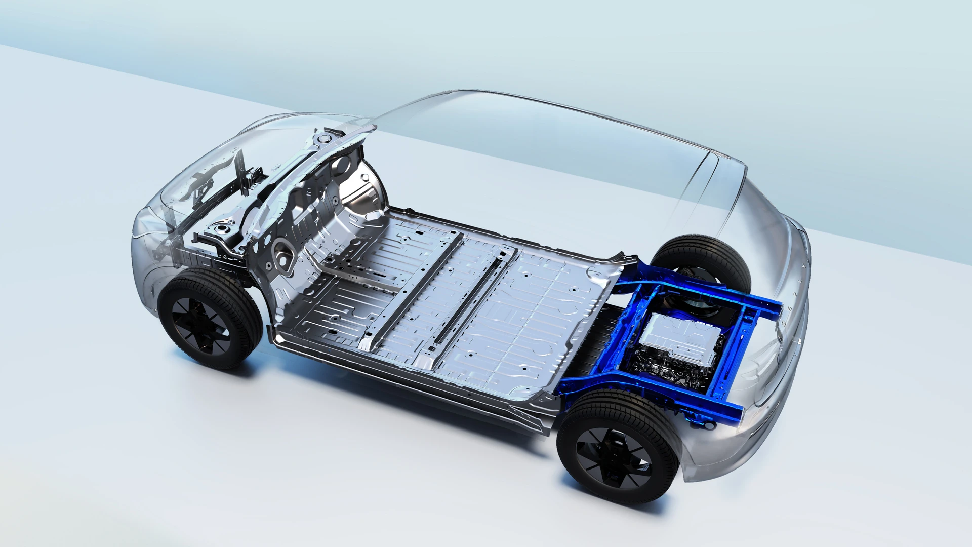 Geely EX2 47.1 kWh chassis view