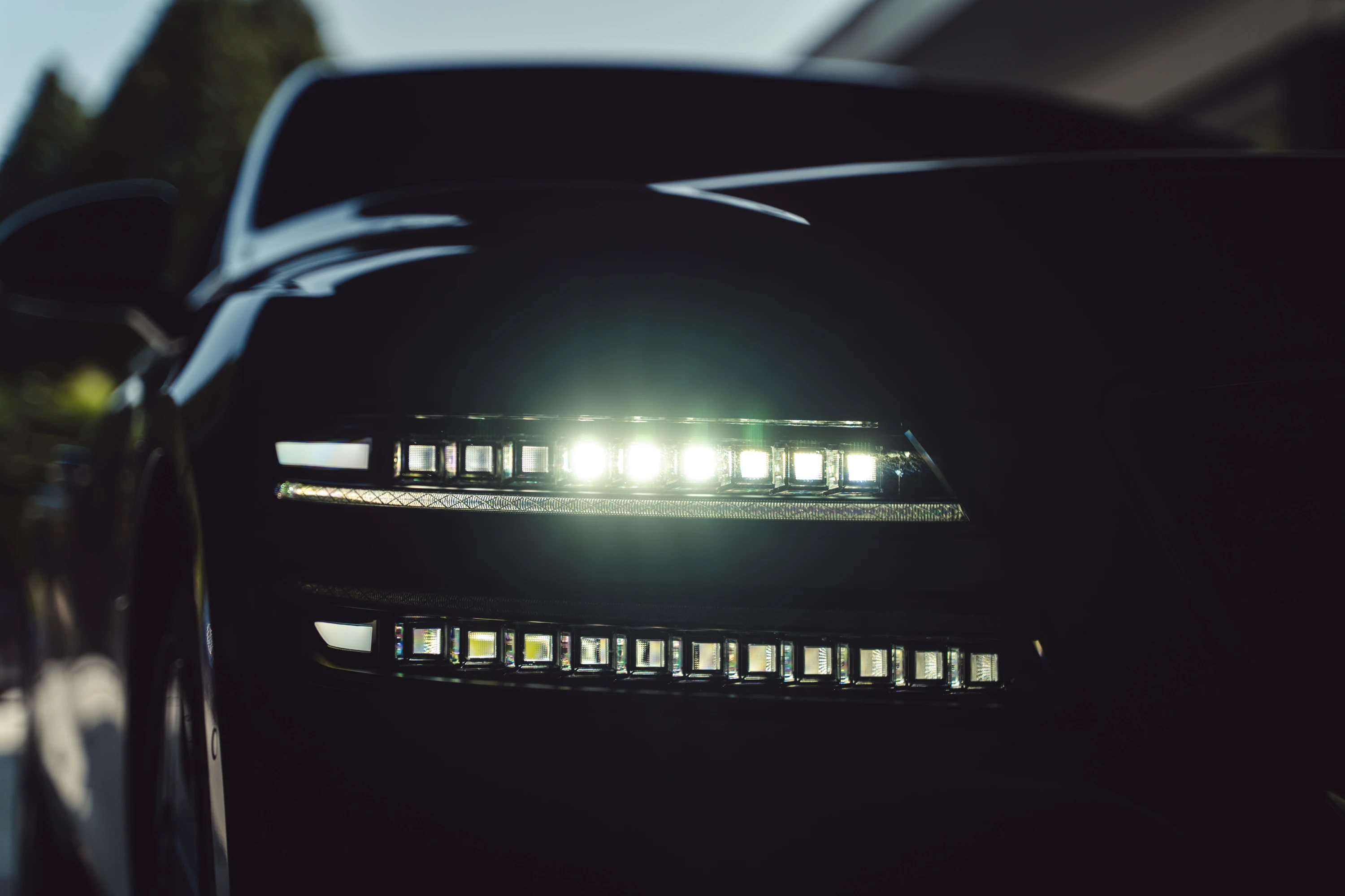 Genesis G80 Electrified AWD headlights view