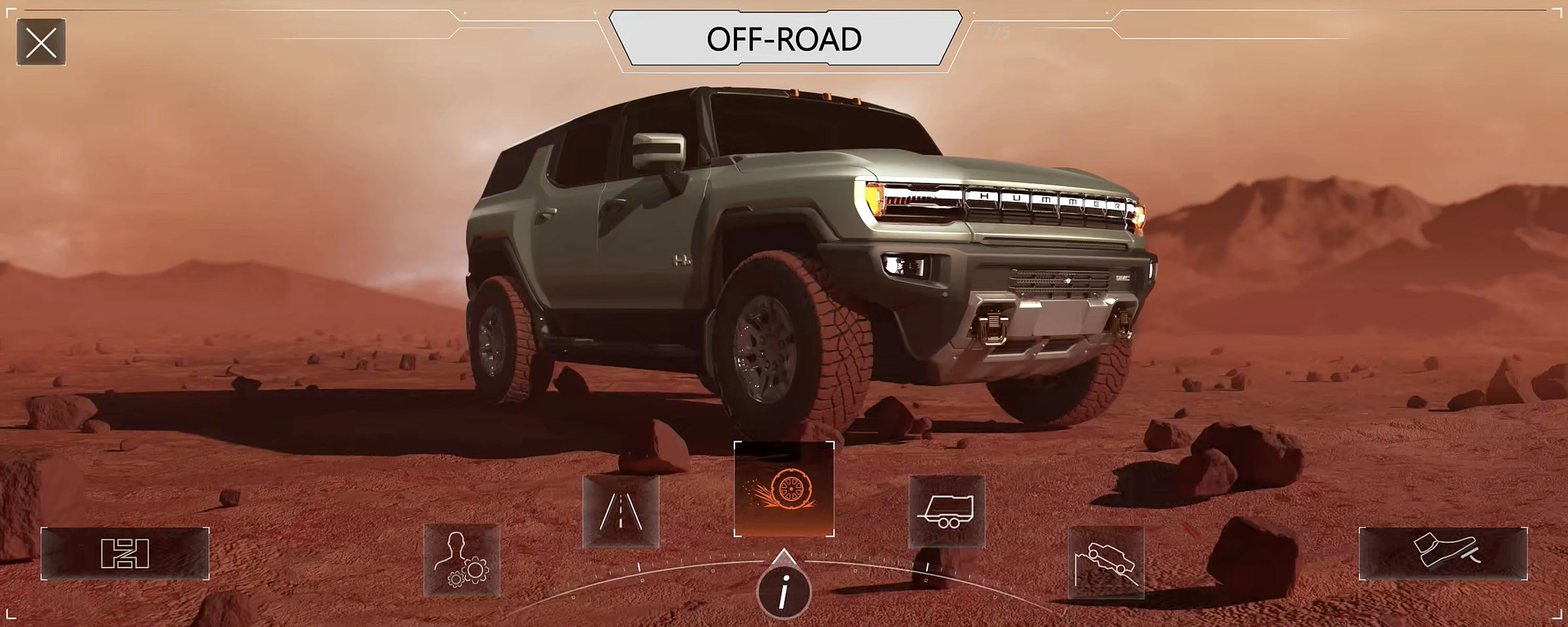 GMC Hummer EV SUV 3x drivemodes view