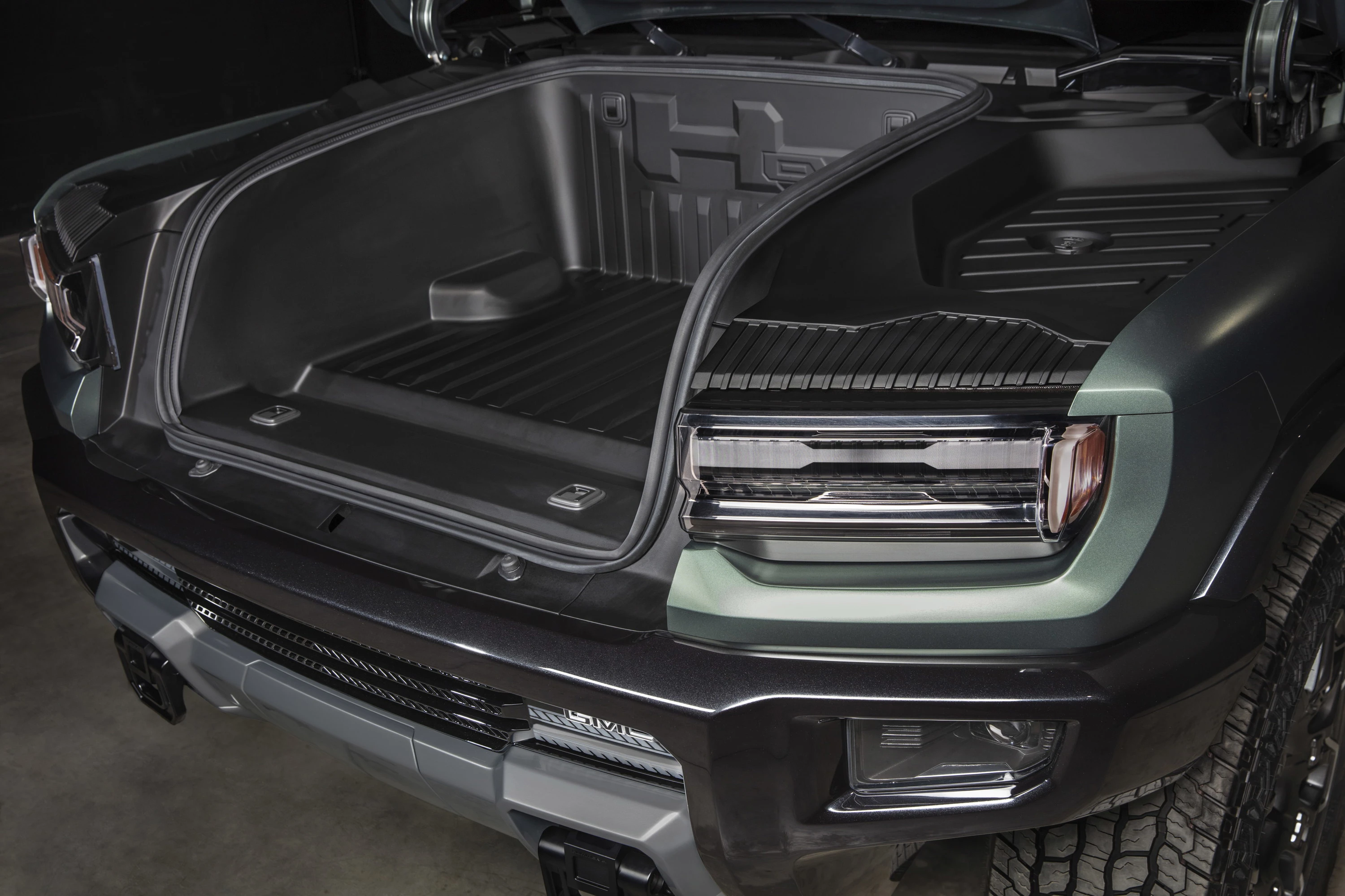 GMC Hummer EV SUV 3x frunk view