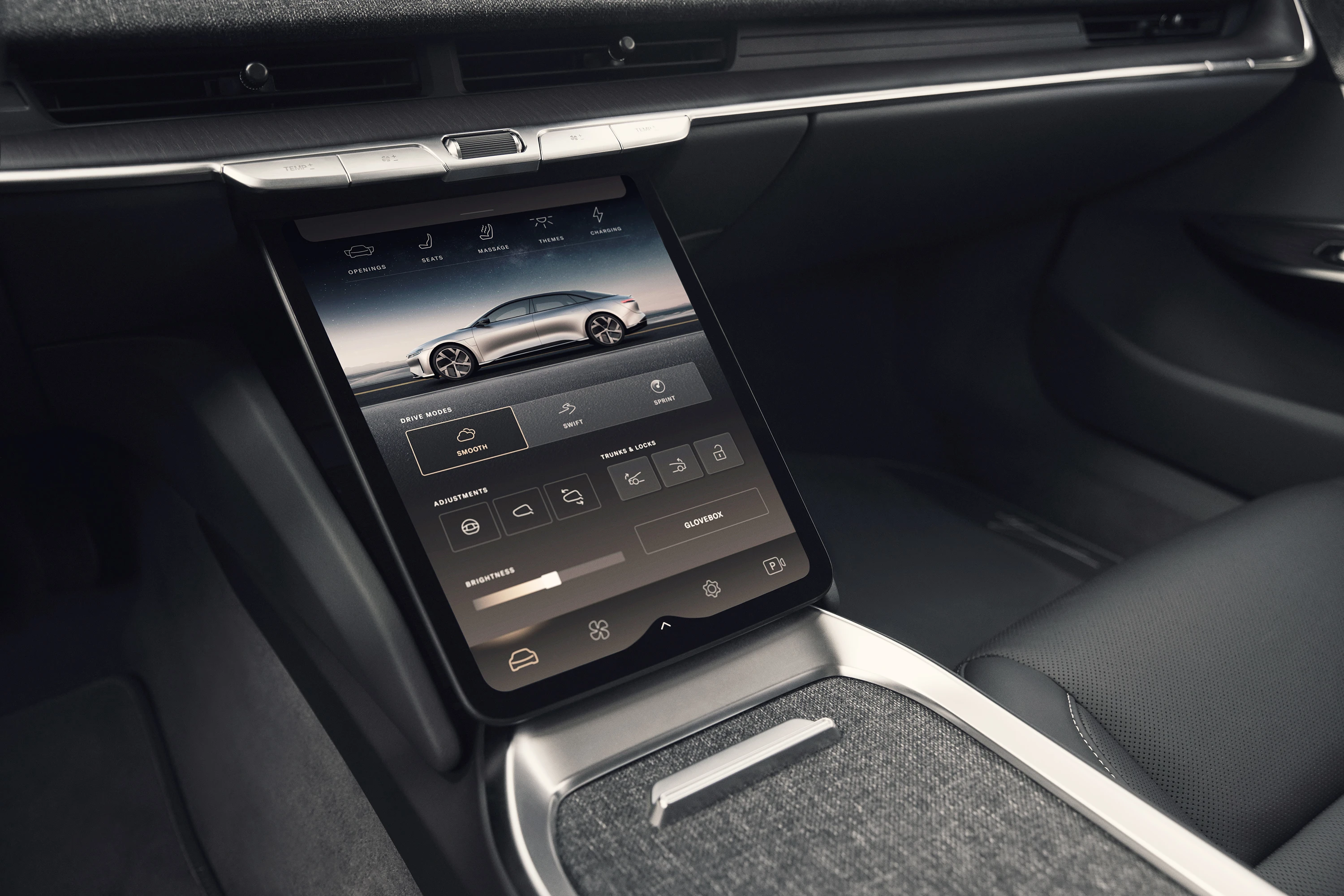 Lucid Air Touring screens view