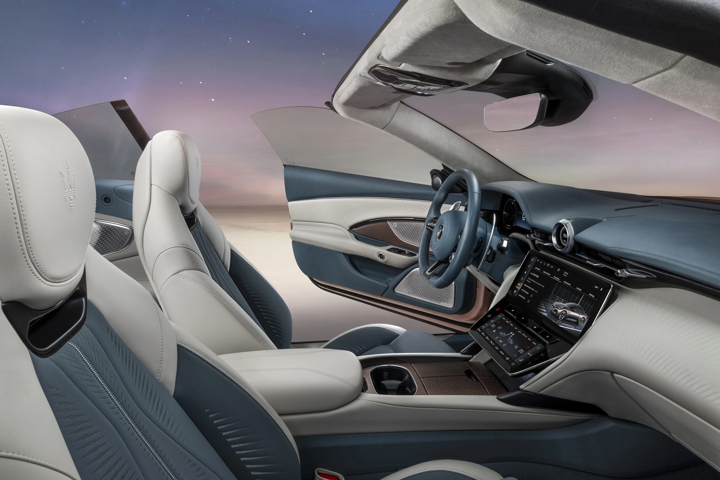 Maserati GranCabrio Folgore frontseats view