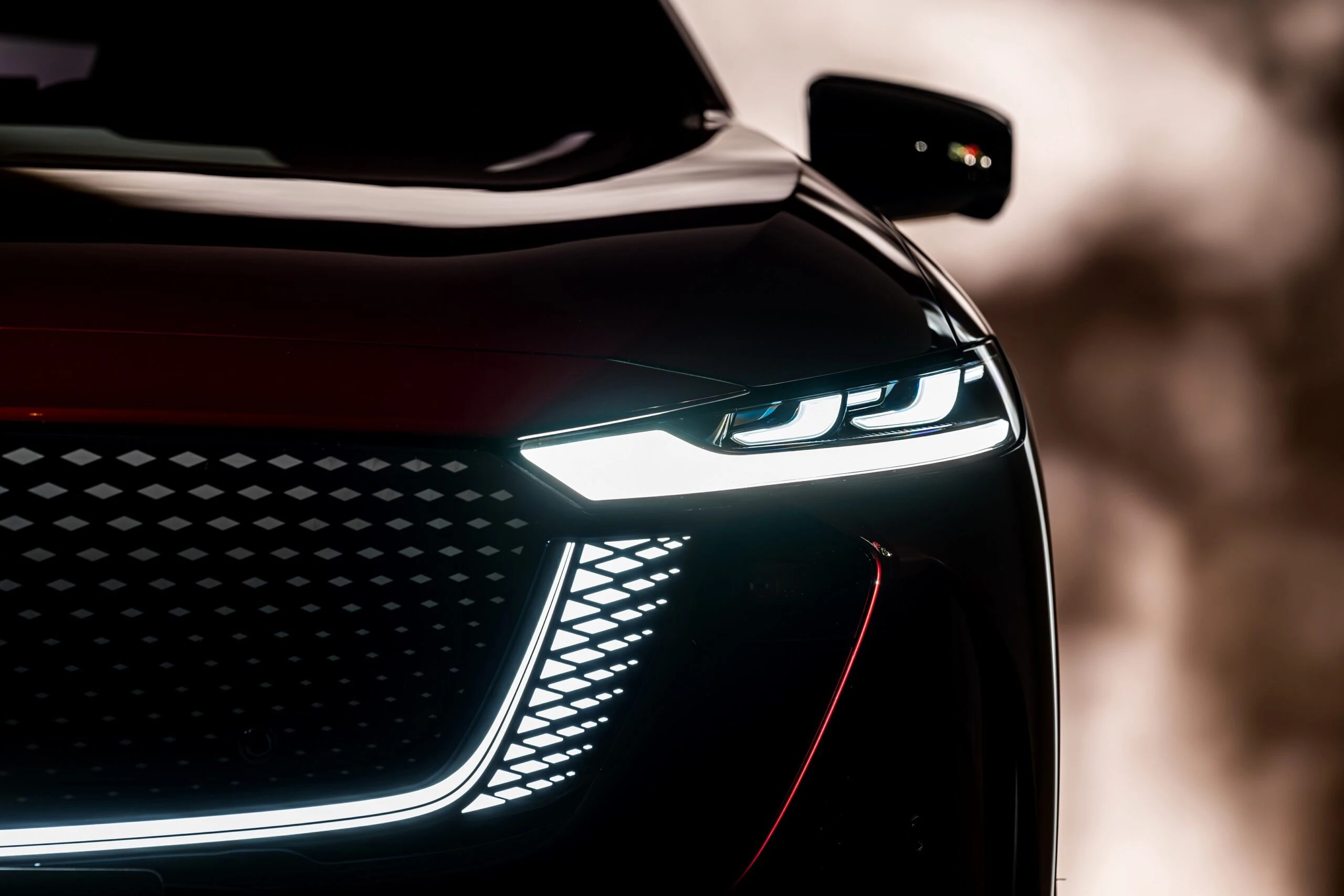 Mazda 6e 78 kWh headlights view