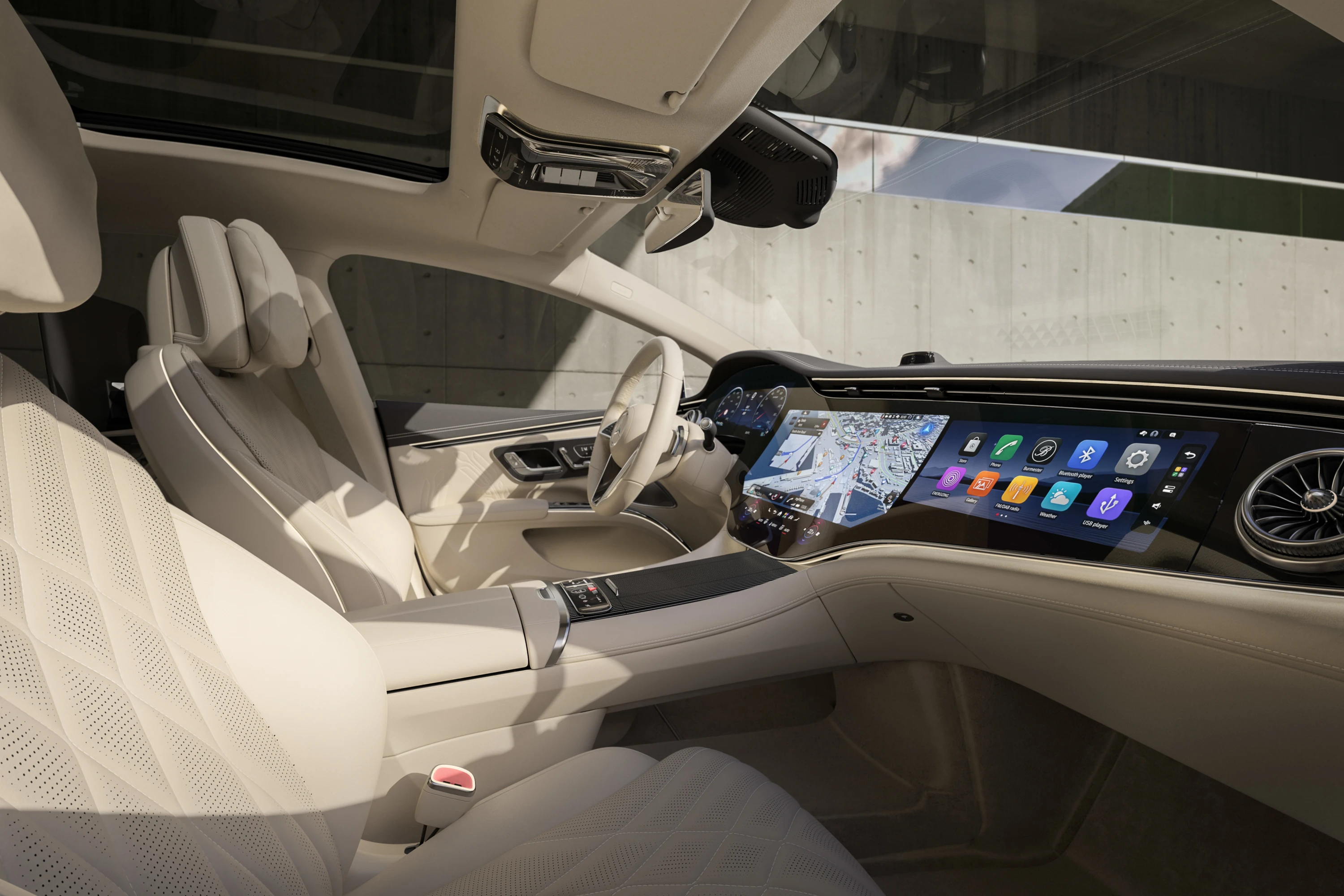 Mercedes EQS 400 frontseats view