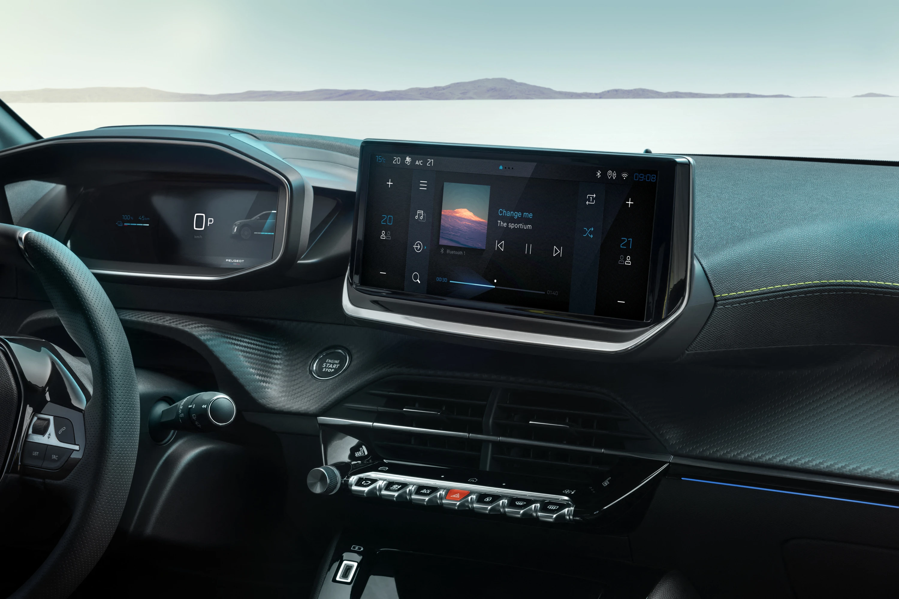 Peugeot E-208 54 kWh screens view