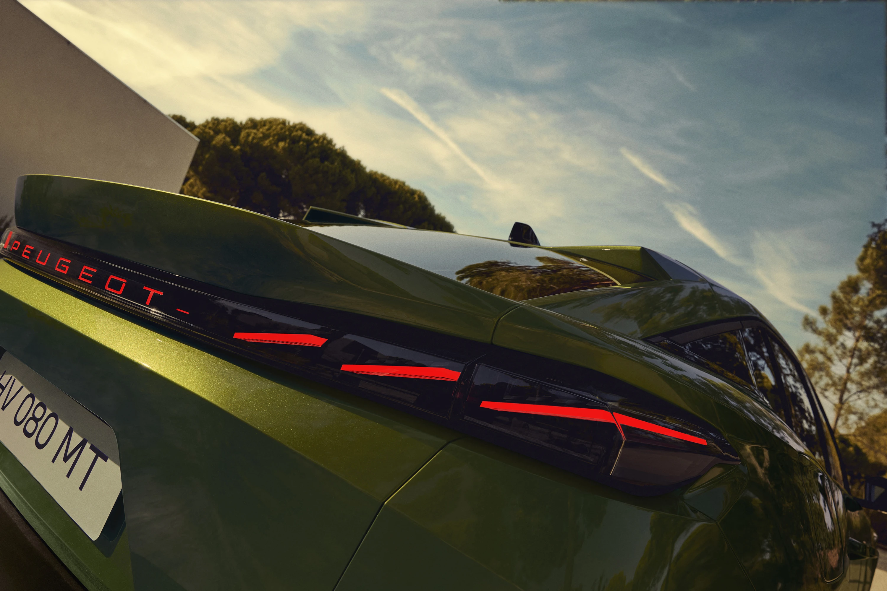 Peugeot e-408 58 kWh taillights view