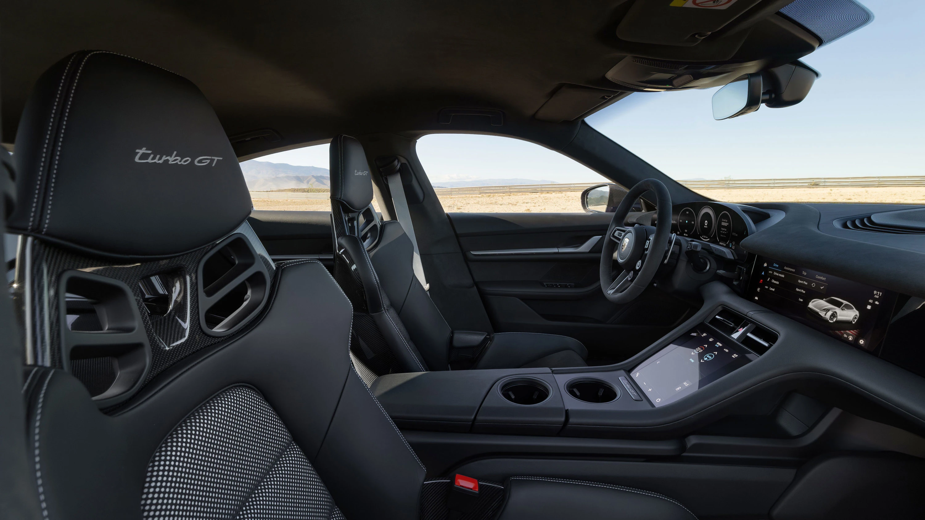 Porsche Taycan Turbo GT Weissach frontseats view