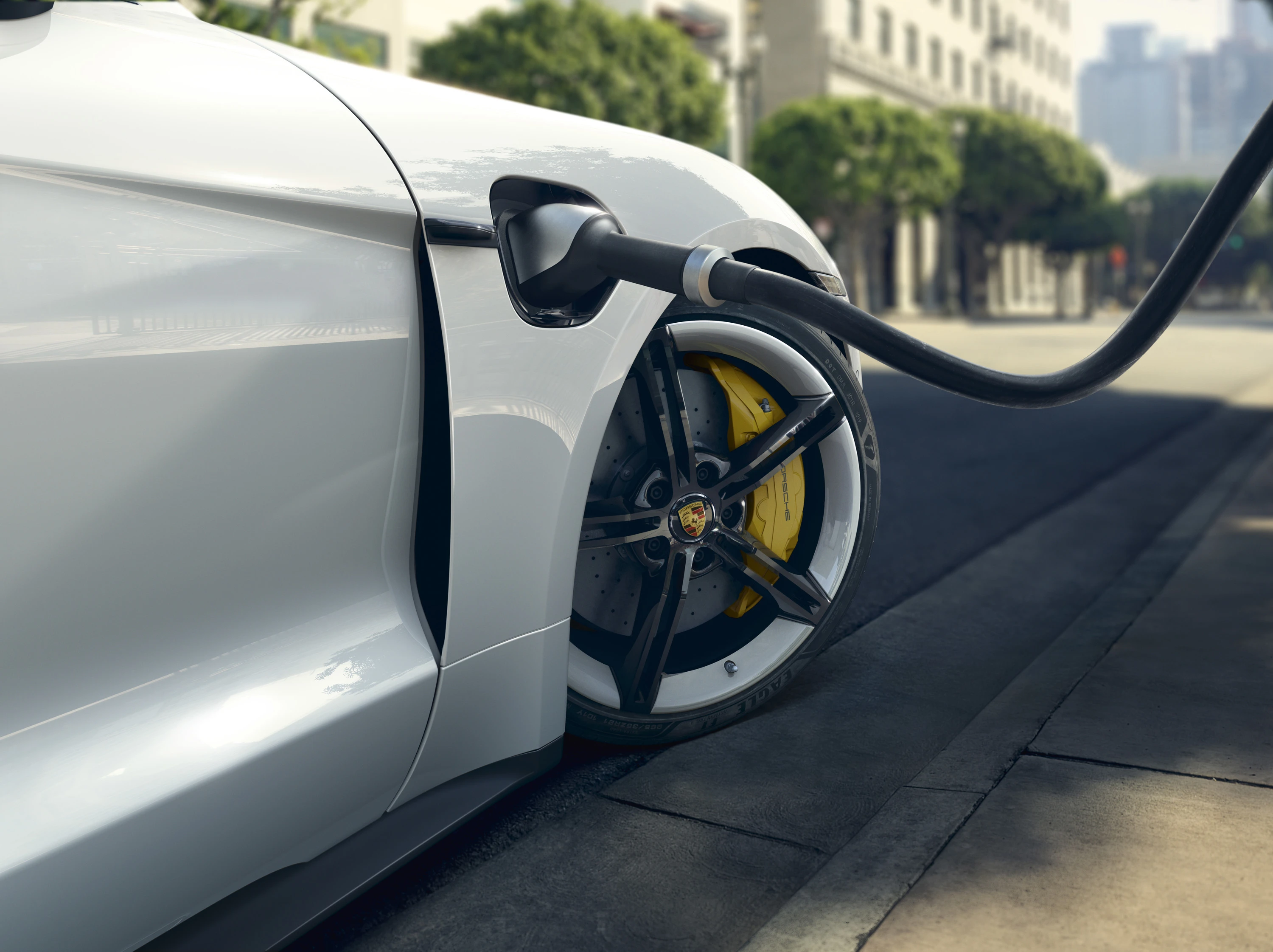 Porsche Taycan Turbo S charging view