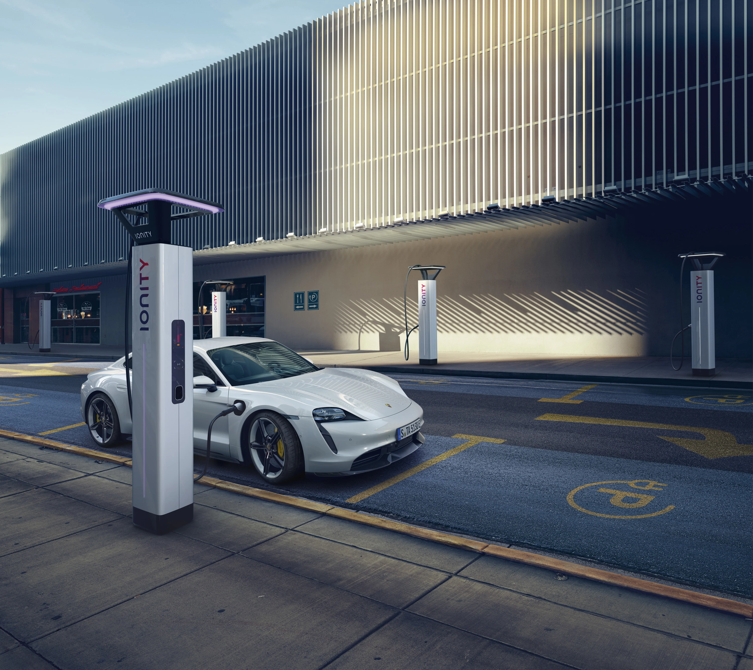 Porsche Taycan Turbo S charging view
