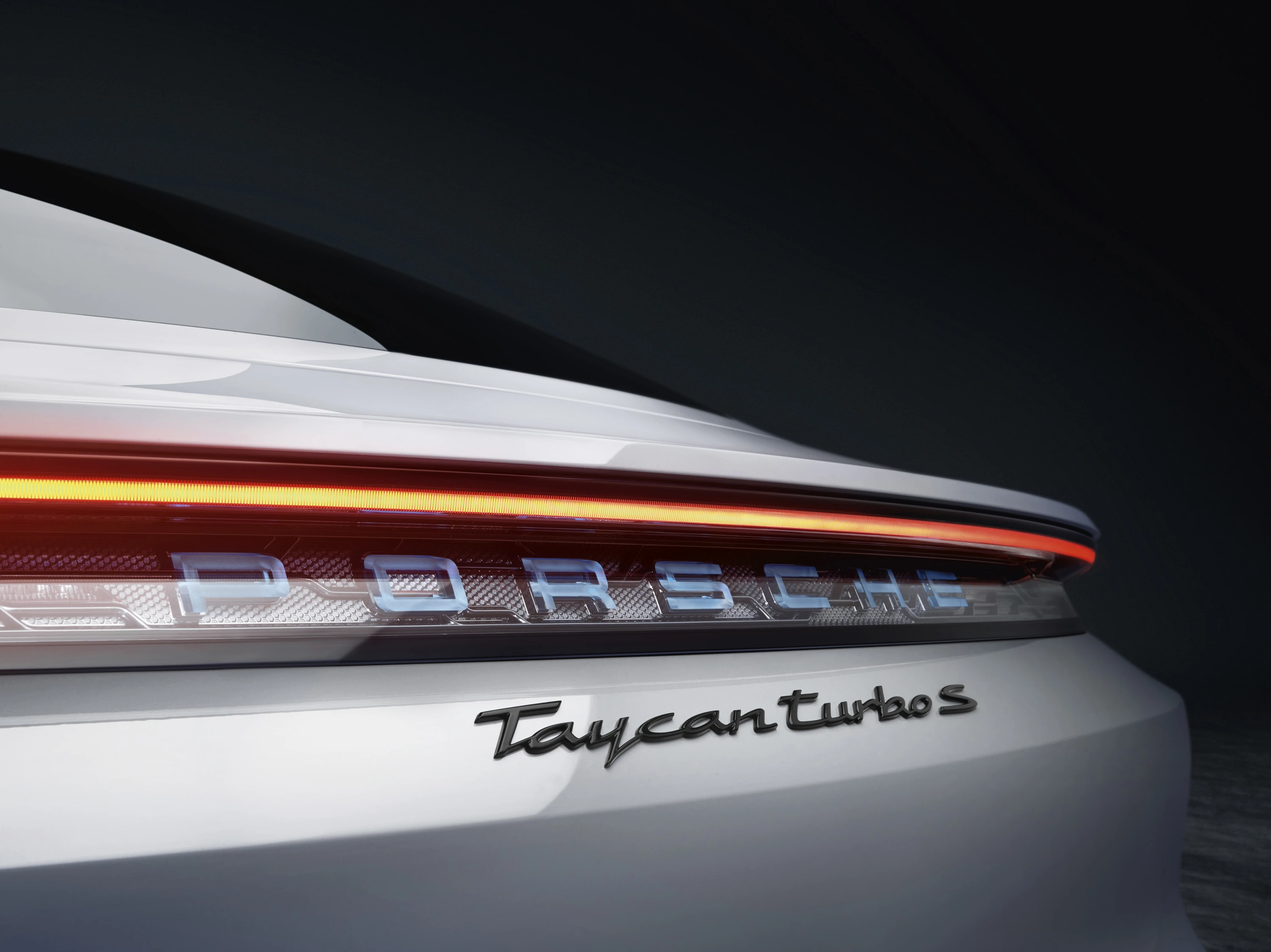 Porsche Taycan Turbo S rearlights view