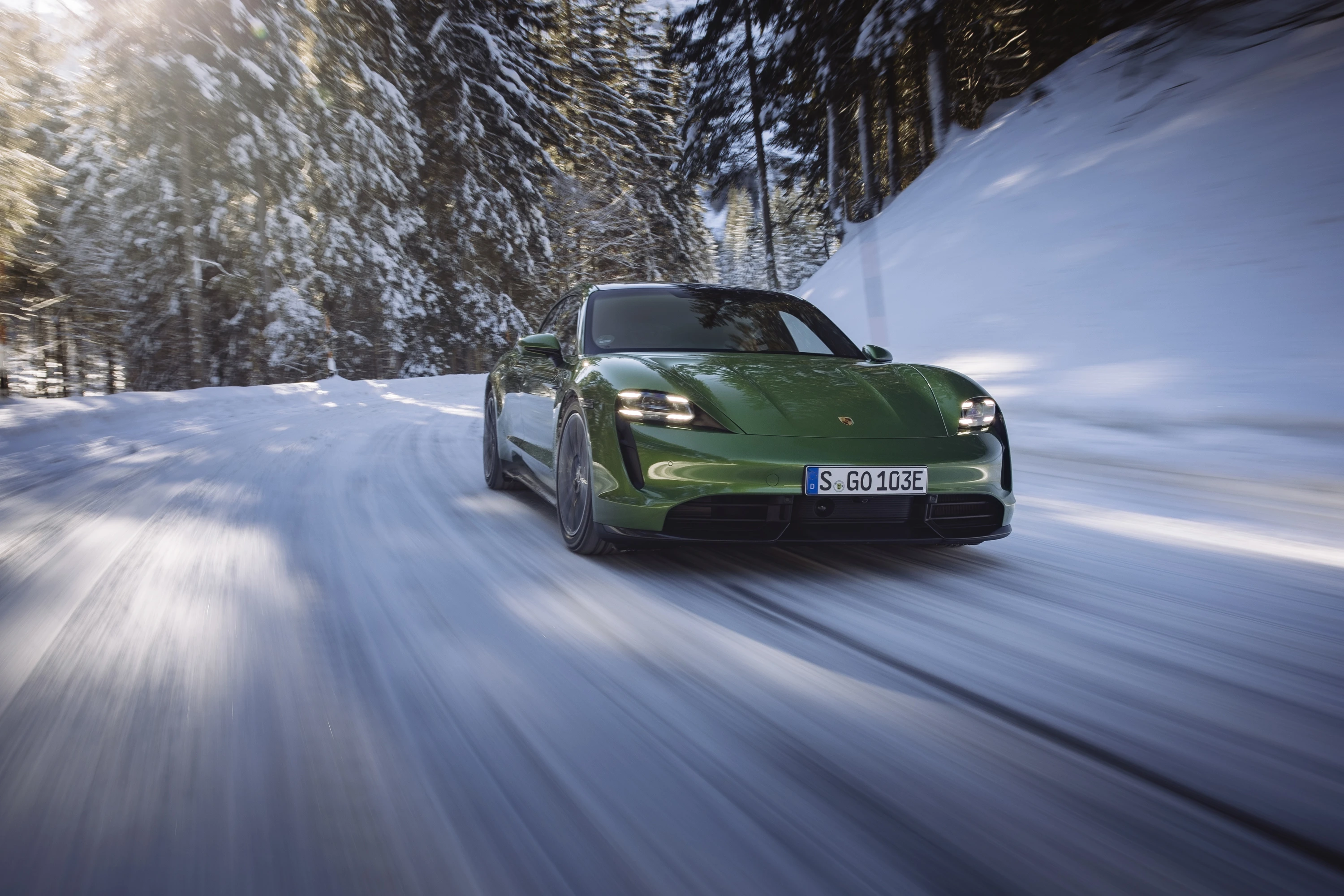 Porsche Taycan Turbo Sport Turismo headlights view
