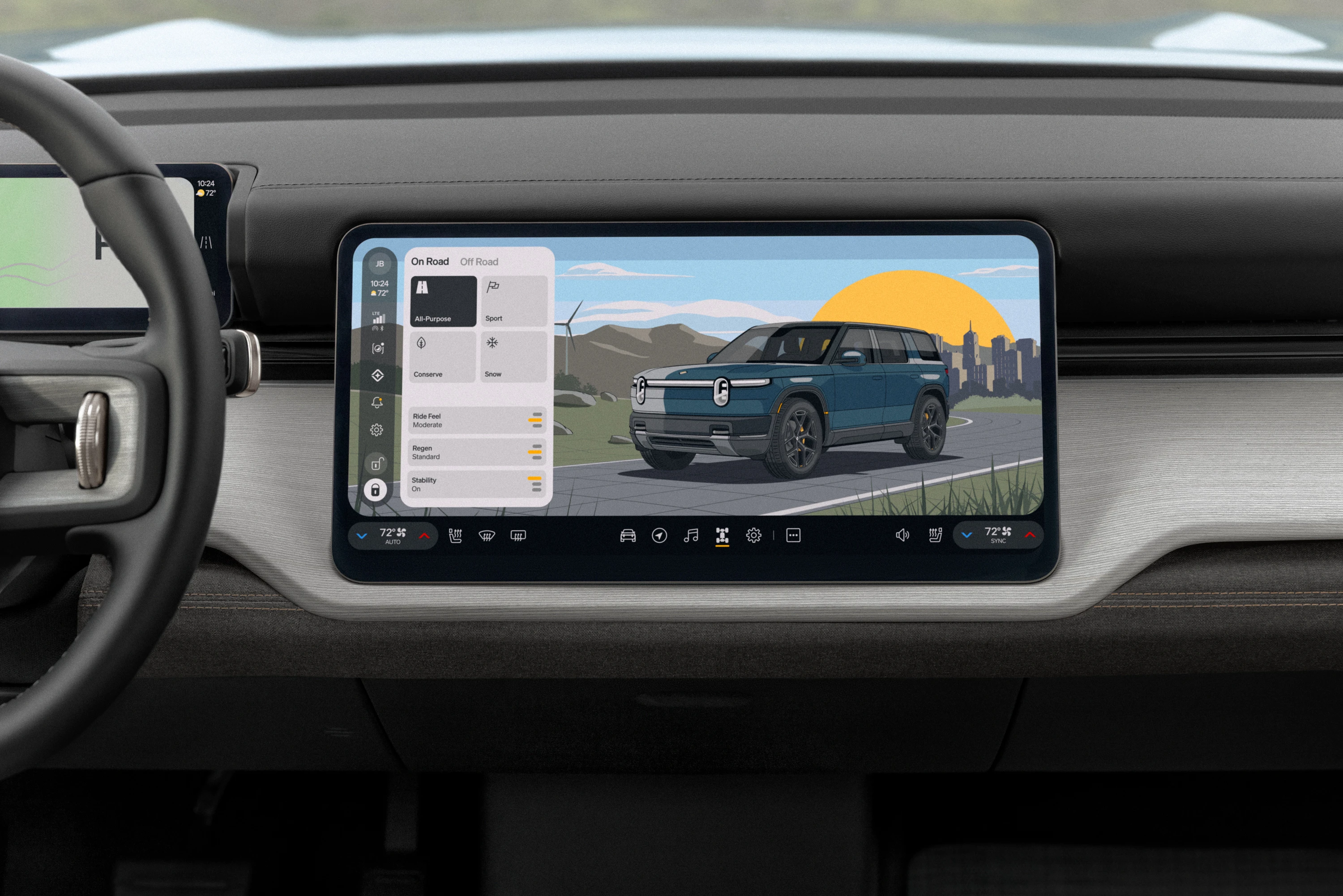 Rivian R2 RWD Long Range screens view