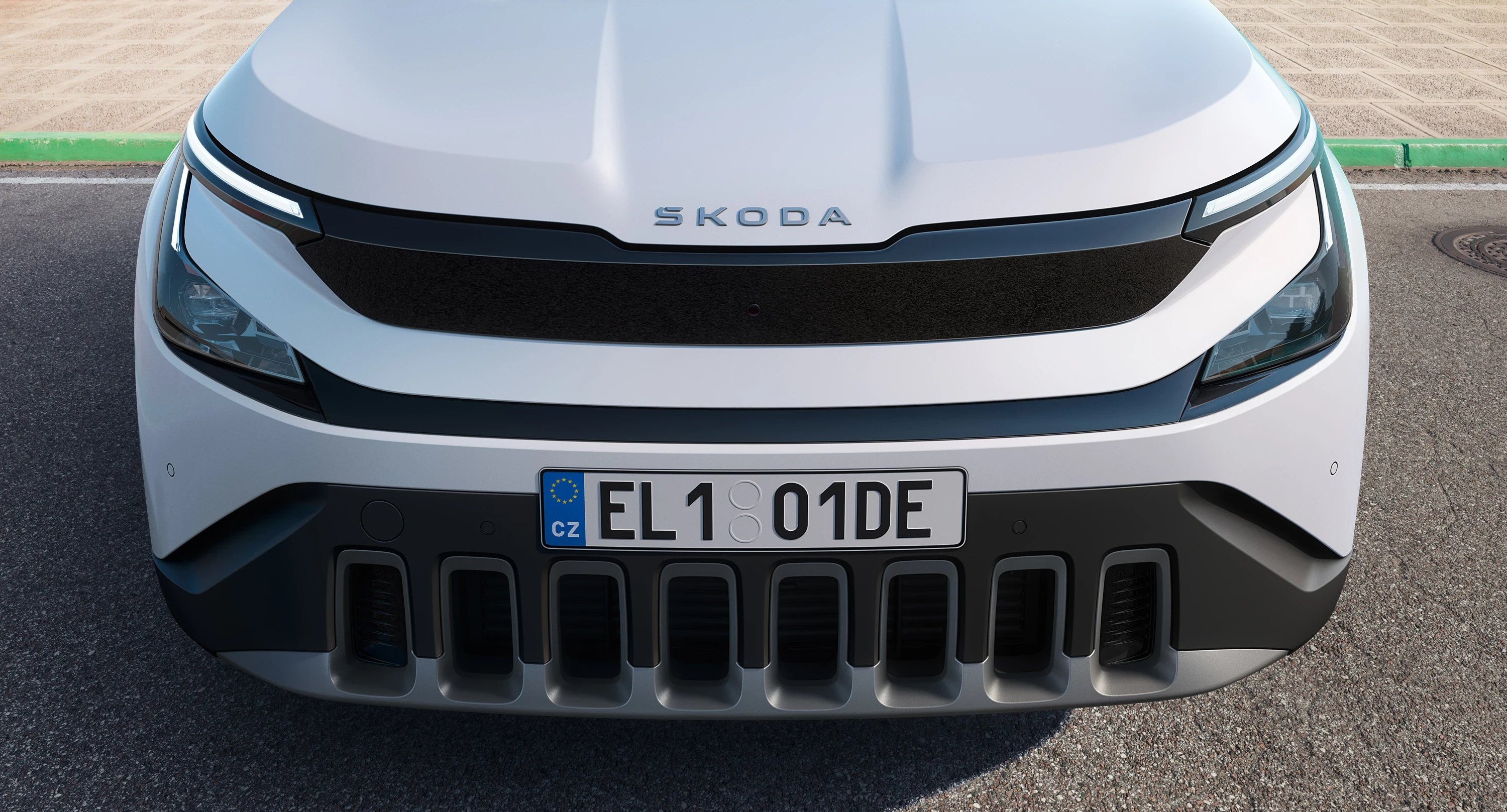 Skoda Epiq 40 headlights view