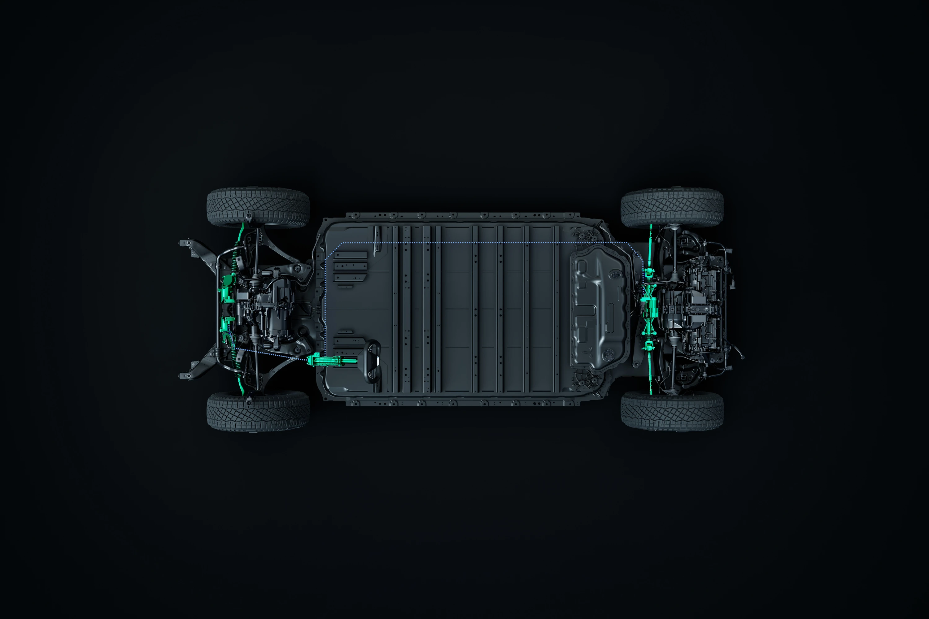 Tesla Cybertruck AWD drivetrain view