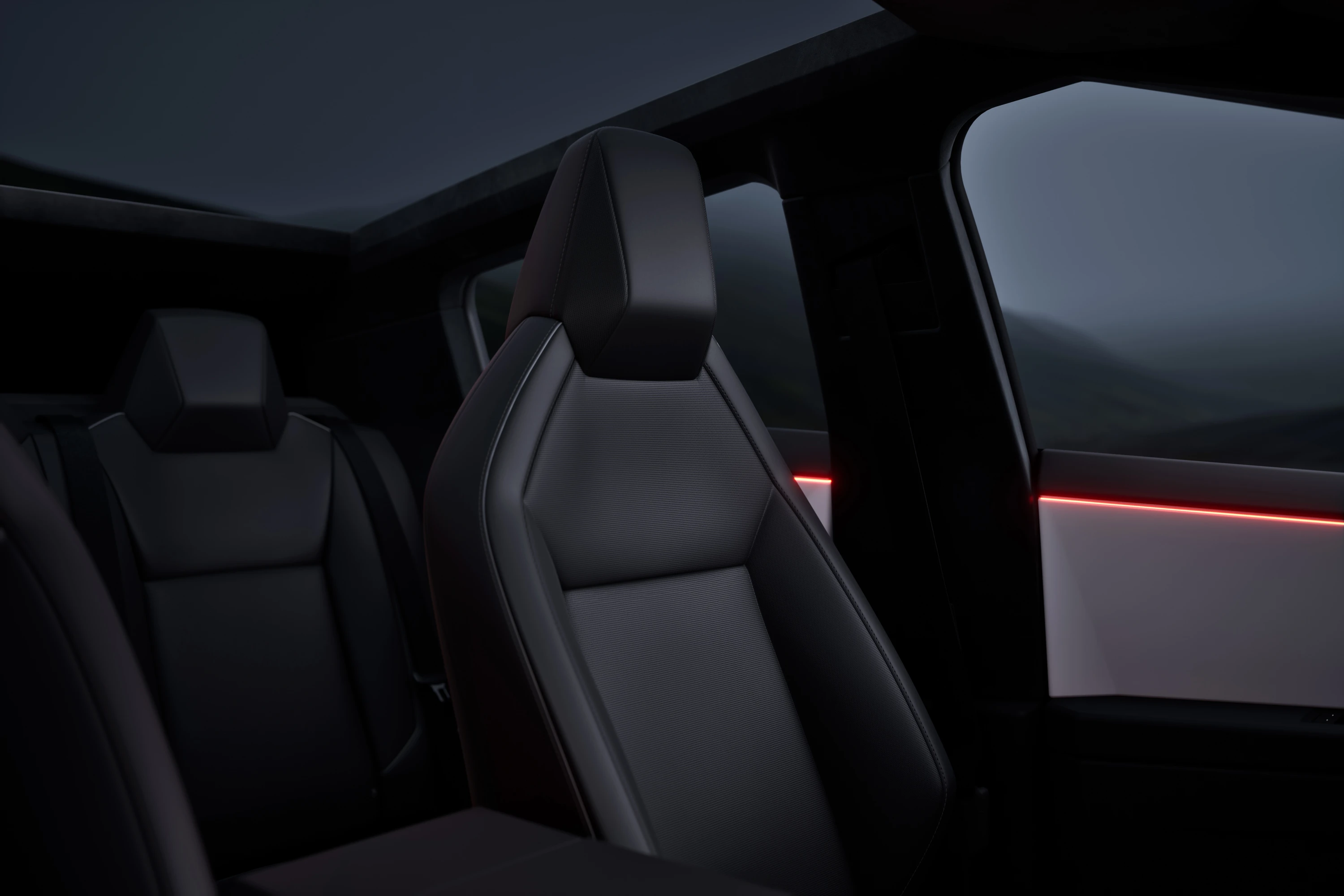 Tesla Cybertruck AWD frontseats view
