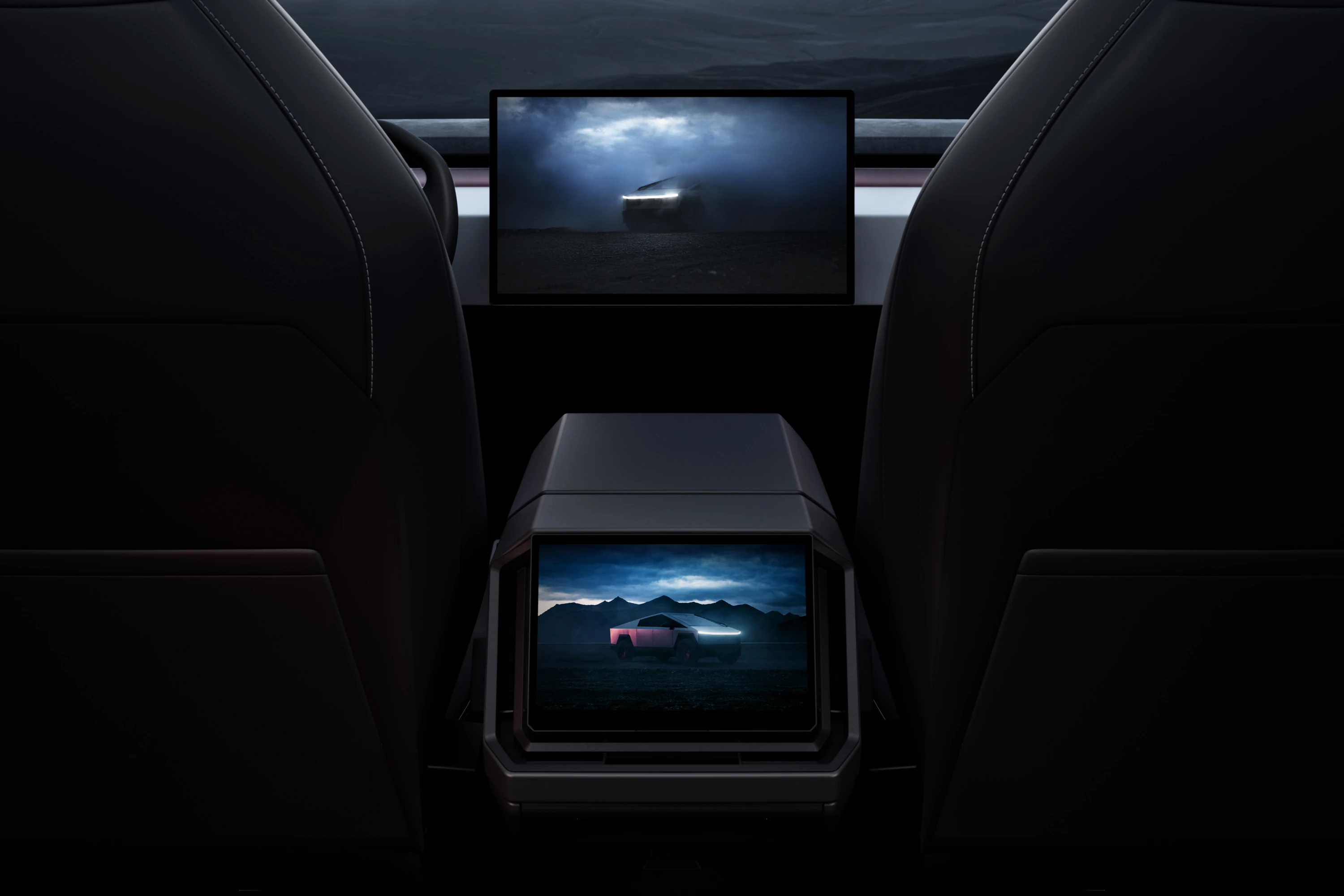 Tesla Cybertruck AWD screens view