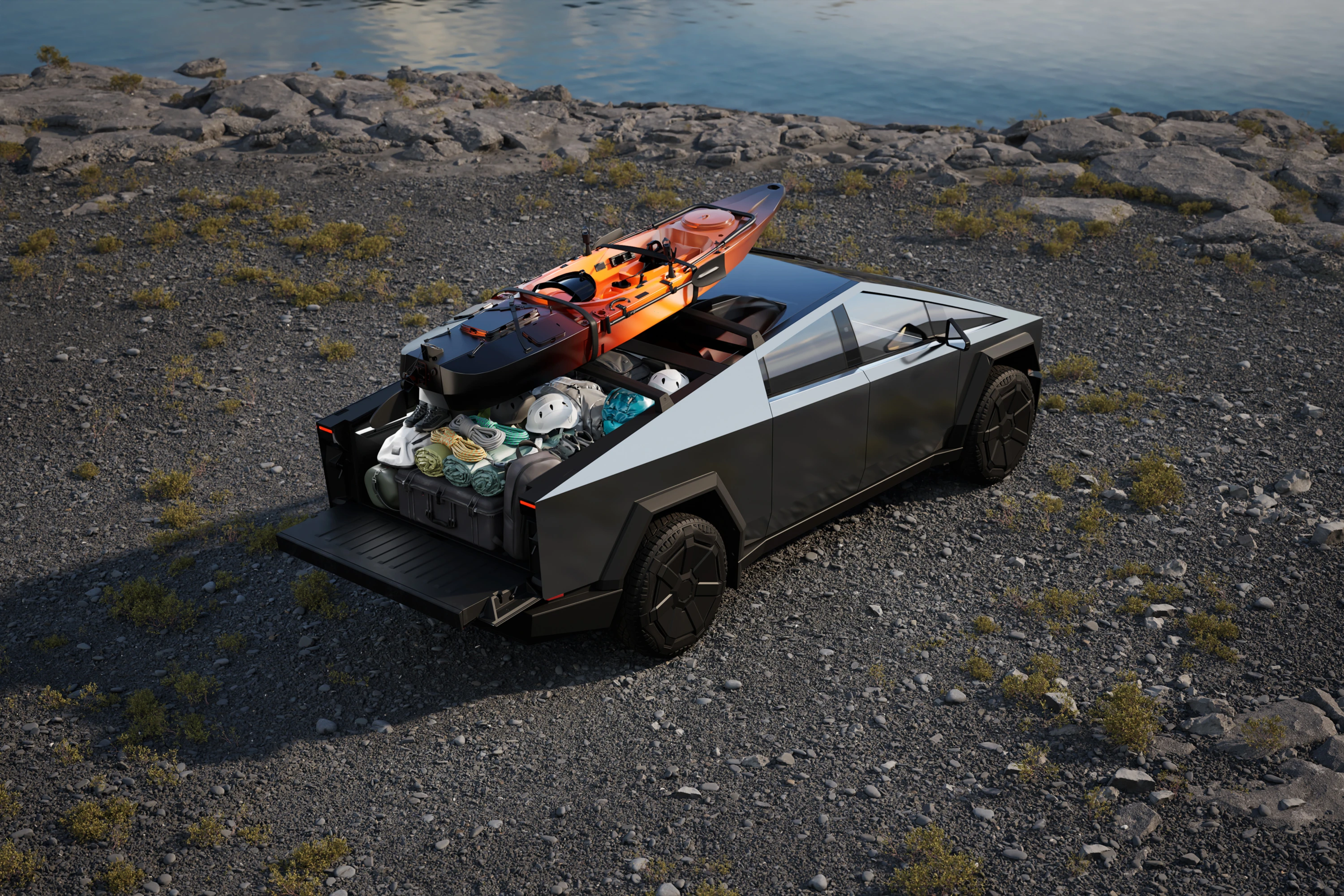 Tesla Cybertruck Cyberbeast trunk view