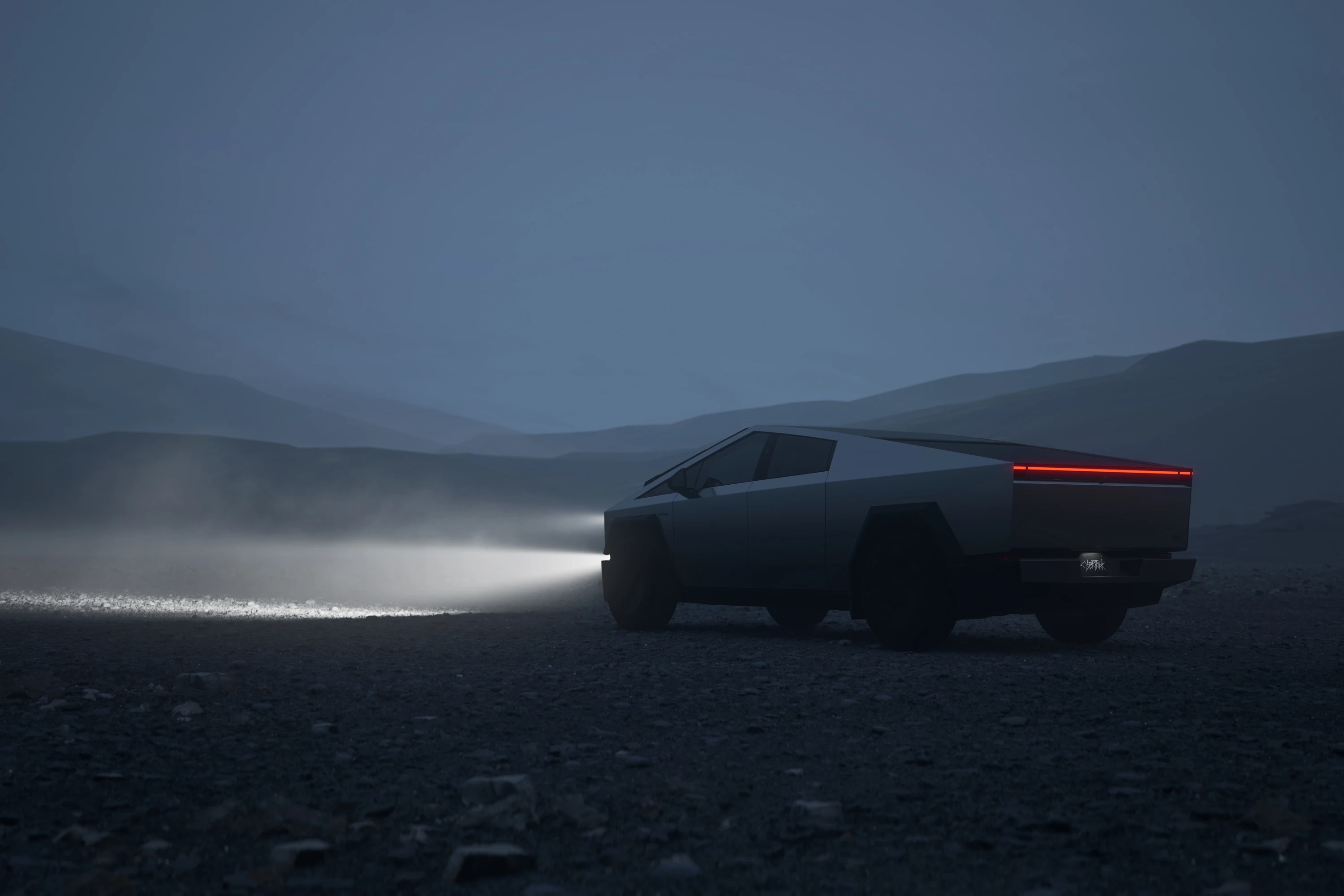 Tesla Cybertruck Cyberbeast headlights view
