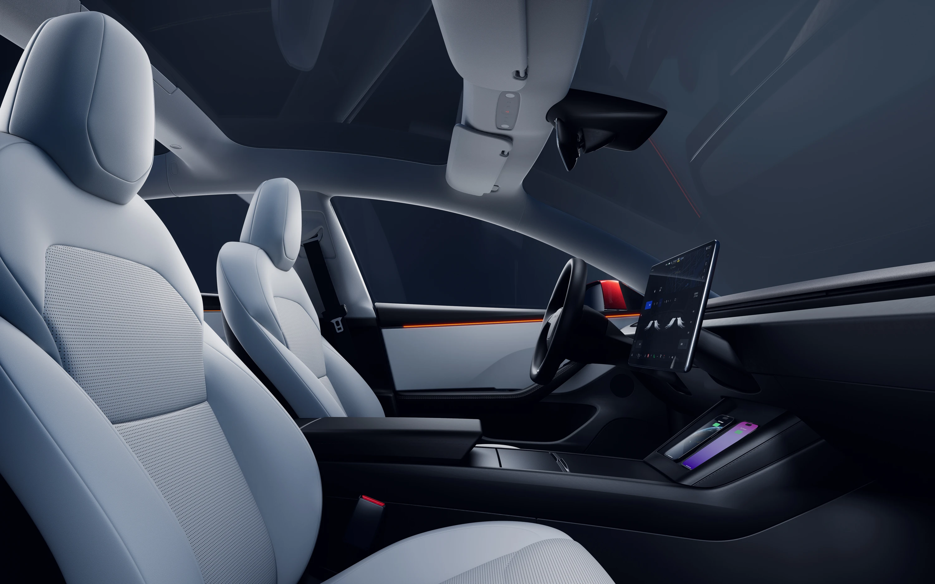 Tesla Model 3 Long Range frontseats view