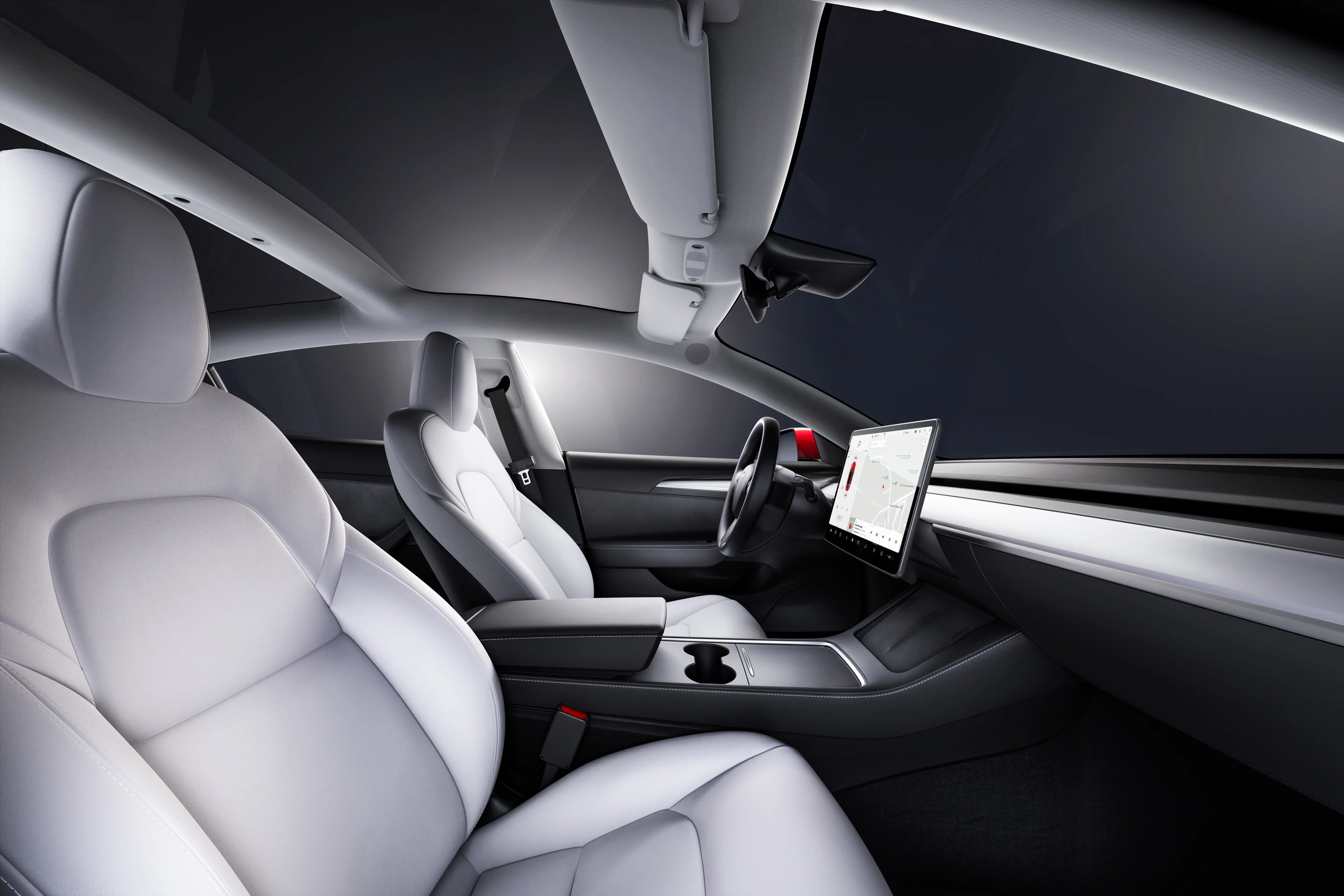 Tesla Model 3 Long Range frontseats view