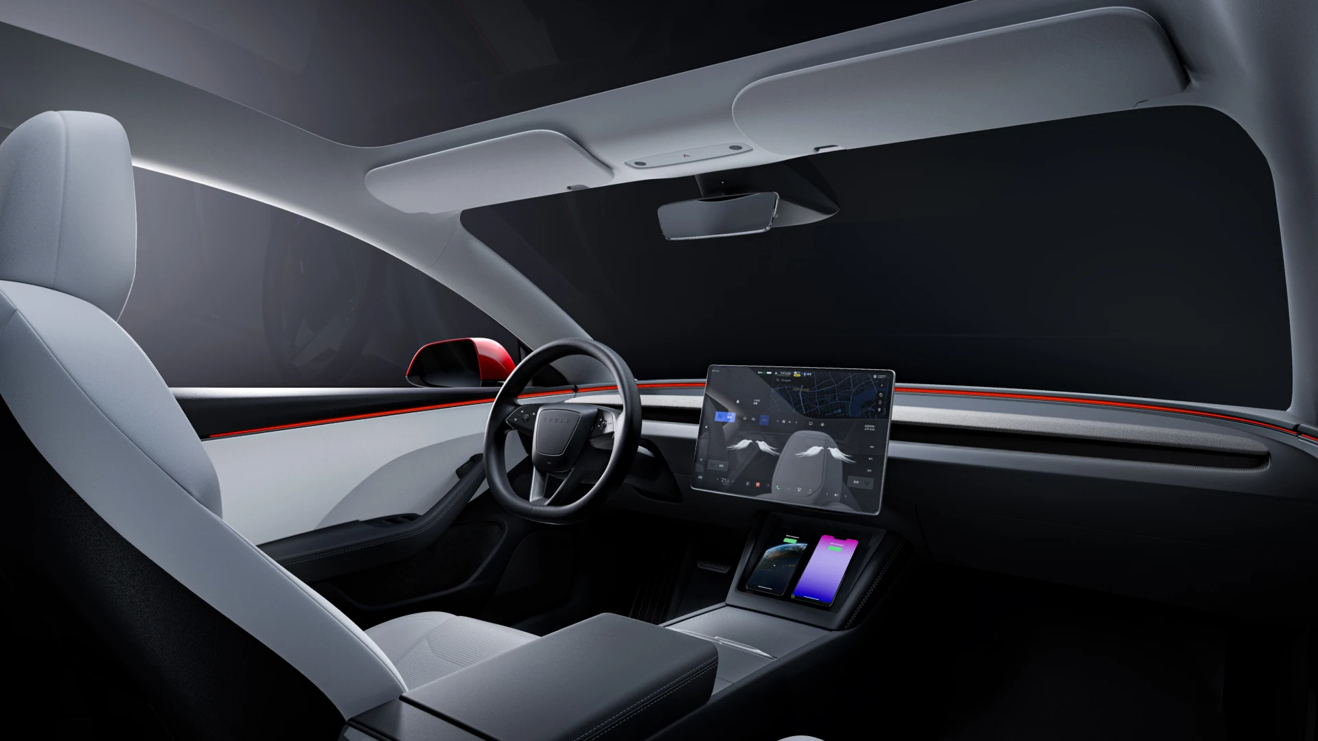 Tesla Model 3 Long Range screens view