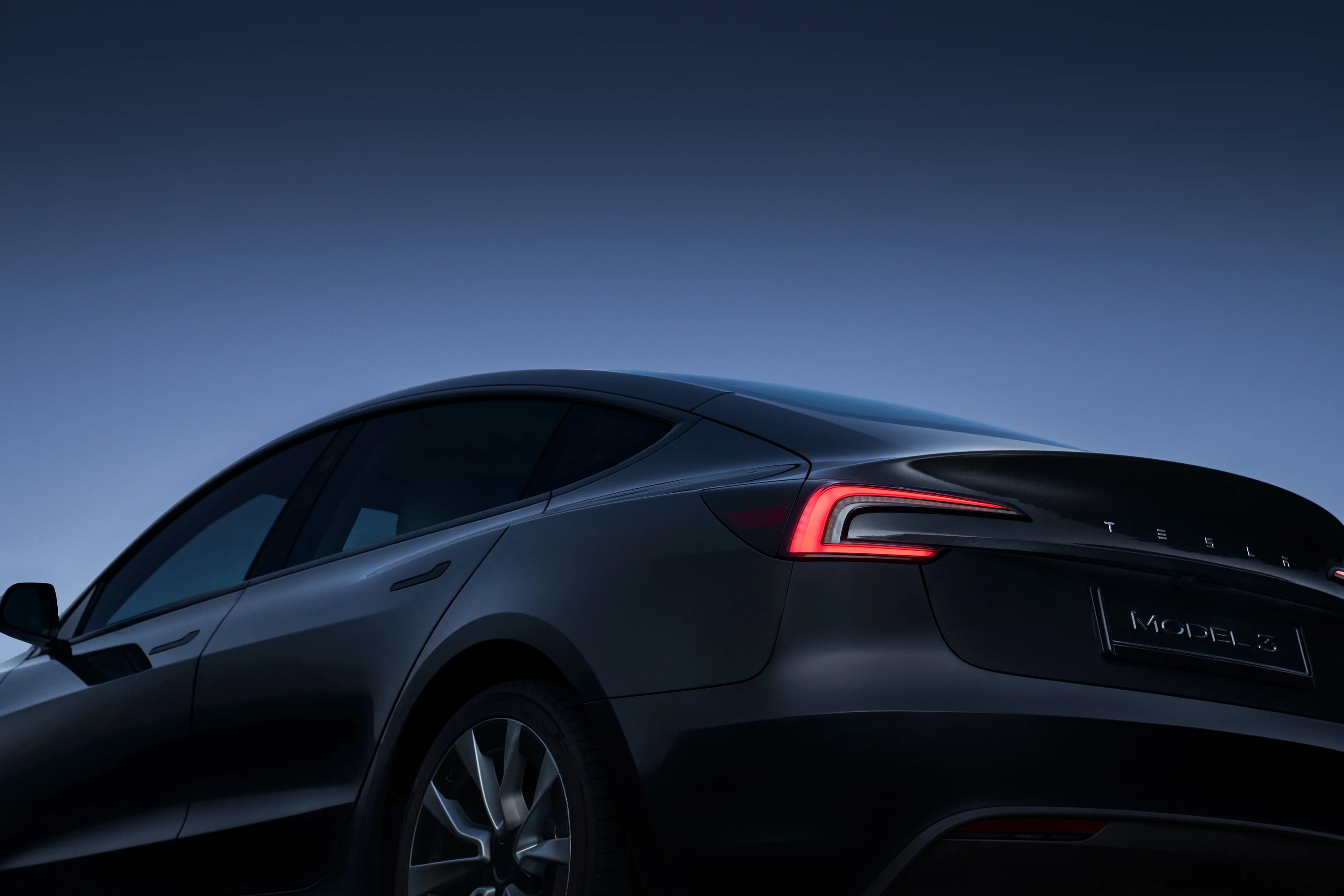 Tesla Model 3 Long Range RWD taillights view