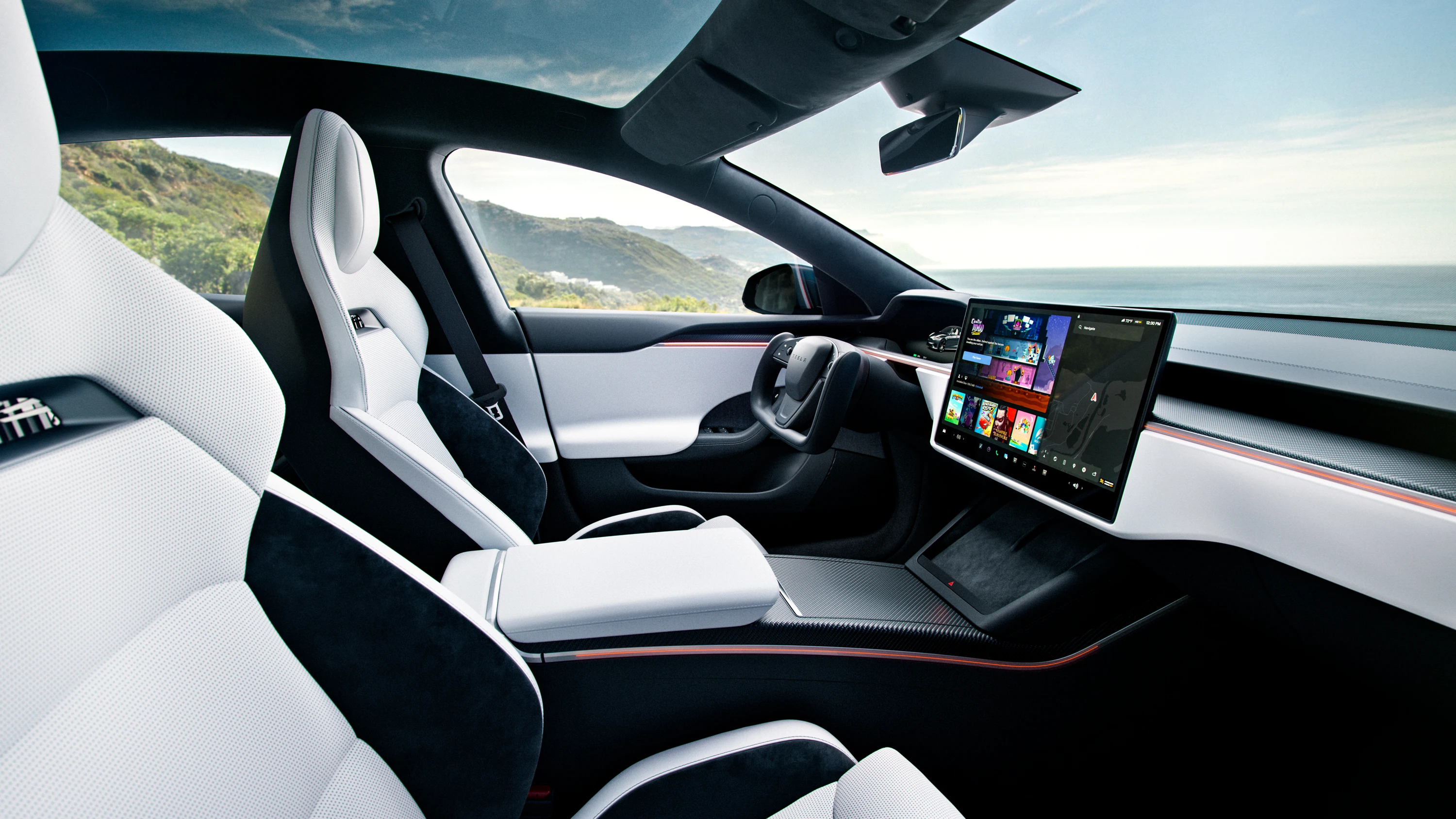 Tesla Model S AWD frontseats view