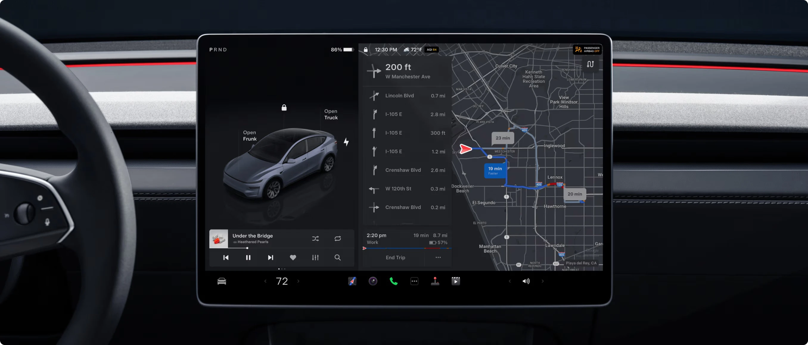 Tesla Model Y Long Range RWD screens view