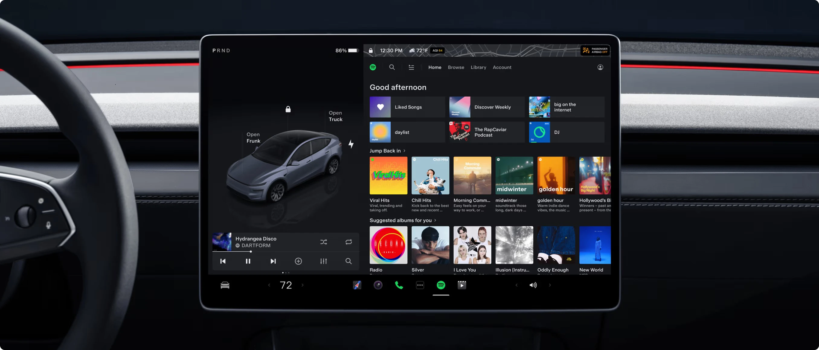 Tesla Model Y RWD screens view