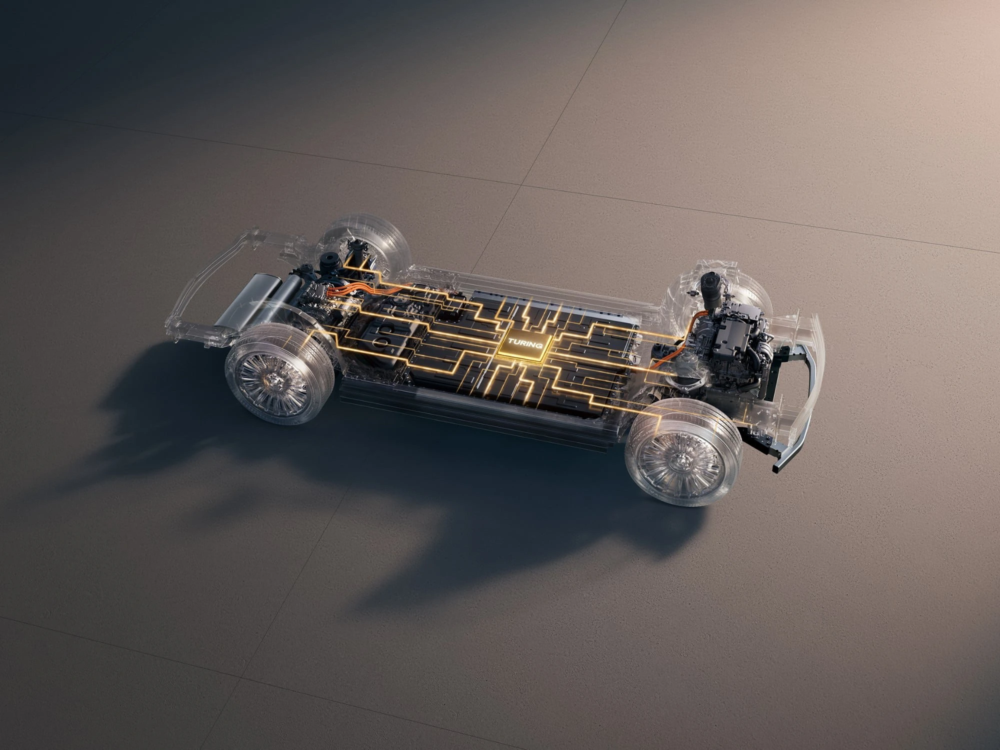 XPENG GX 110 kWh AWD chassis view